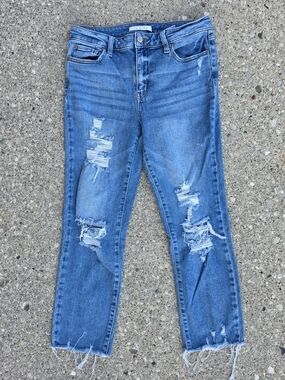 Eunina High Rise Distressed Raw Hem Skinny Jeans Size 30